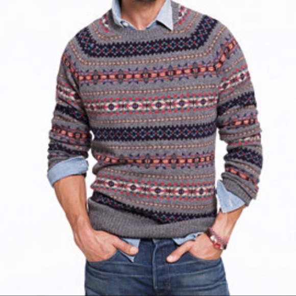SOLD OUT J. Crew Fair Isle LambsWool Crewneck Sweaters bundle of two sweaters M - Picture 2 of 16